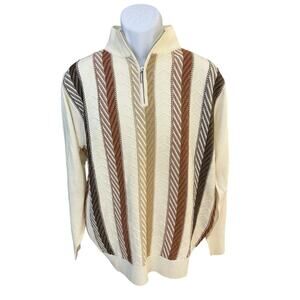Stacy Adams Men's M chevron/zigzag herringbone pattern mock neck 1/4 sweater